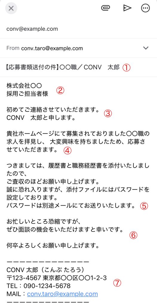 応募書類　メール送付　書き方①　企業へ初めてメールする場合